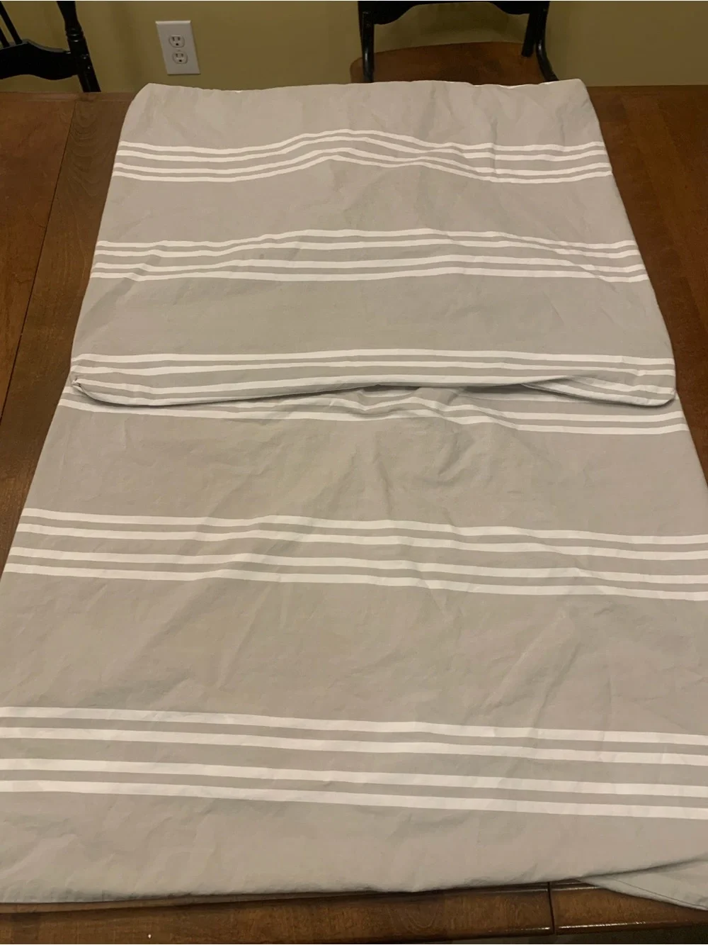 Pottery Barn Teen gray and white striped full/queen duvet cover